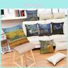 Creative Famous Oil Painting Design Cotton Linen Pillow Case For Home And Vehicle