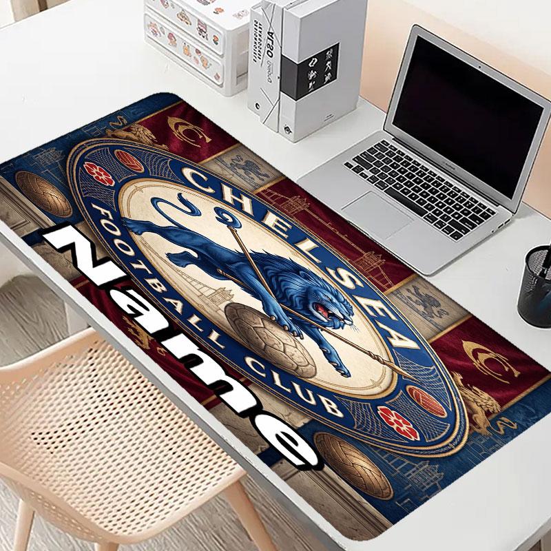 Custom Name Personalized Chelsea Football Club Pattern Mousepad, Laptop PC Desk Mat, Decorative Desk Mat for Home Keyboard Pad Gift
