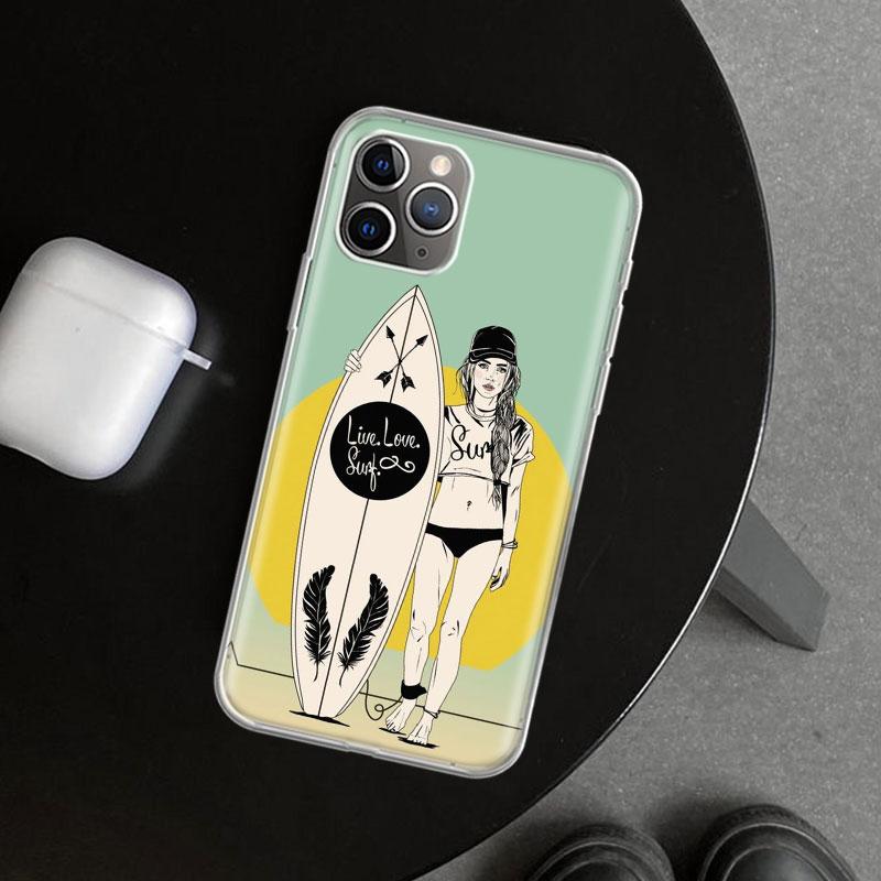 Surf Board Aesthetic Phone Case Cover for iPhone 18 11 12 13 Mini 14 15 Plus 16 Pro Max 17 Air 7 8 + SE Art Customized Fundas 11 12