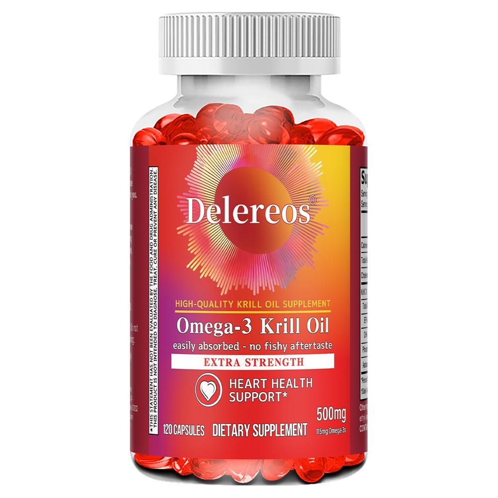 Krill Oil 500 Mg Dietary Supplement, With Omega-3, Phospholipids, 120 Softgels Per Bottle 120 Capsules