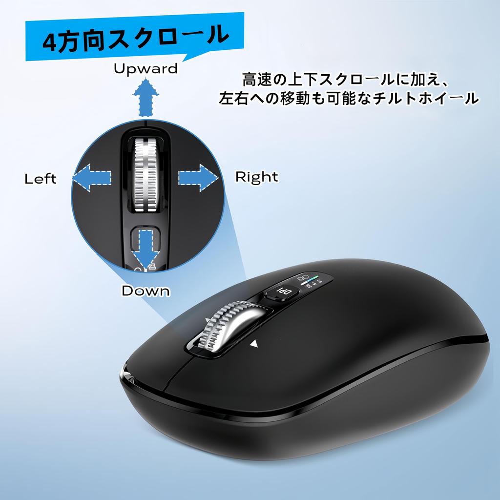 INFINMIND Wireless Bluetooth Mouse, Technical Approval Certified, 4-Way Scrolling, 4-Level DPI, Multi-Device Support, Click Switching, Multi-OS,