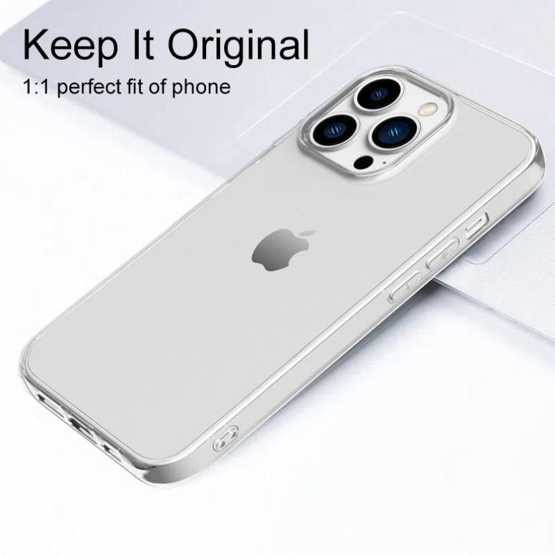 Ultra Thin Clear Silicone Case For iPhone 15 14 Plus Pro 2022 2023 Back Cover