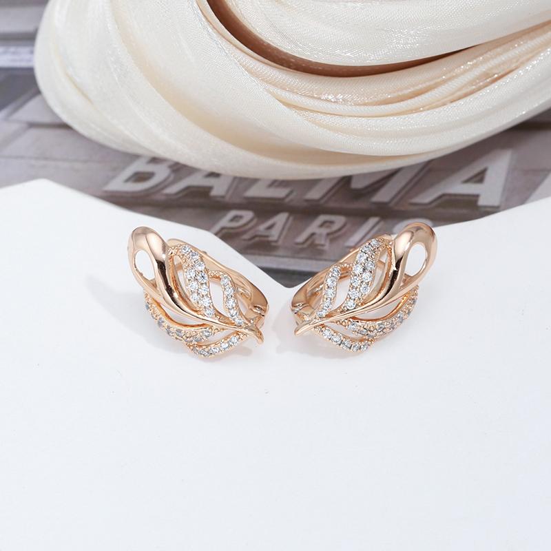 Luxus voller Zirkon hohle Textur geometrische Damen Ohrringe Rose Gold Farbe Vintage-Schmuck