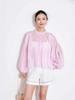 2026 Spring French White Lace Shirt with Loose Lantern Sleeves and Hollow Embroidery