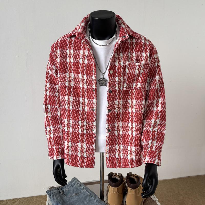 Herren S Locker Geschnittene Karierte Jacke Koreanischer Stil Mode Lässige Oberbekleidung