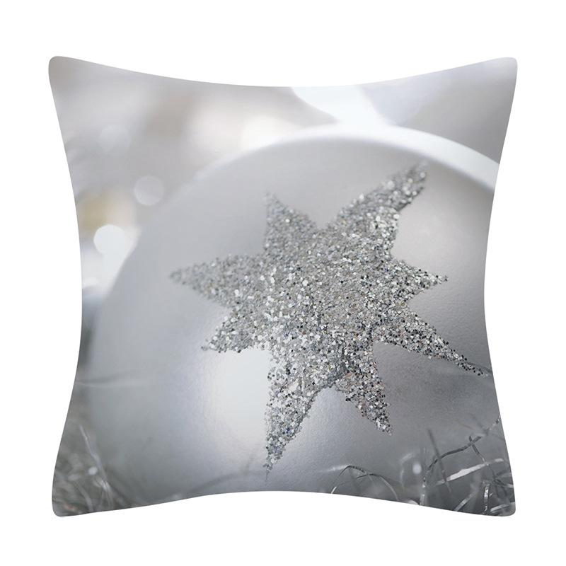 Snow Christmas Pillowcase Blue and White Printed Cushion Cover Snowflake  Tree Throw