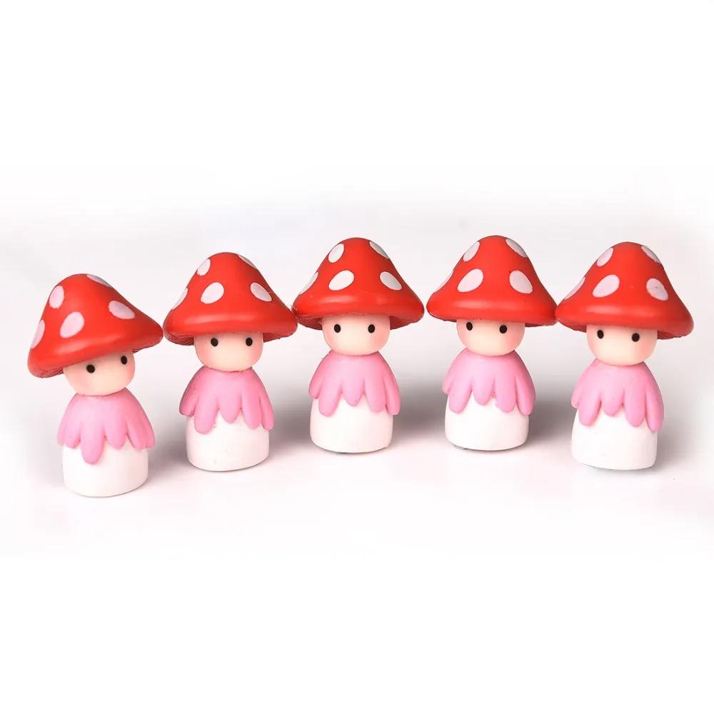 4 Pcs Mushroom Doll Figures Decor Mini Fairy Garden Animal Statue Miniature Garden Moss Micro Landscape Ornaments Resin Craft