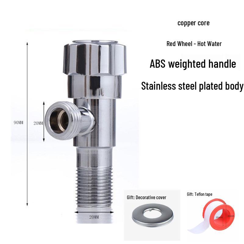 304 Stainless Steel Triangle Valve, One Inlet Two Outlet Water Heater Switch, Three-Way Toilet Stop Valve