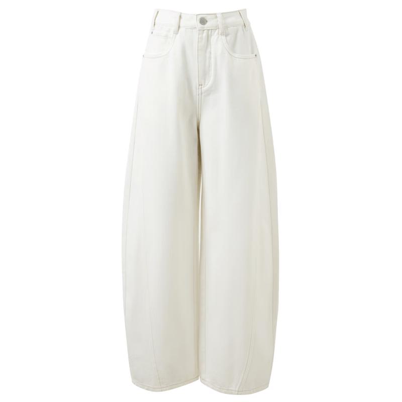

3color Women s High-Waist Loose Fit 100% Cotton Jeans L