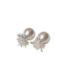 Silver needle zircon fireworks pearl stud earrings light luxury high-end earrings popular French elegant versatile earrings women