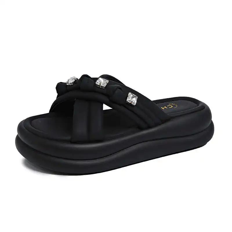 Fashion Two Strips Round Toe Women's Platform Summer Shoes Dress Long Heel Ladies Sport Shoes Sneakers Vip Super Deals Sapatenos