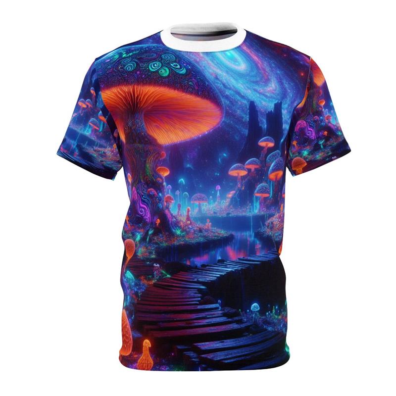 Psychedelic Mushroom Streetwear Tee For Men Harajuku Fashion Short Sleeve T Shirt 3D Print Graffiti Personality Colorful Tops