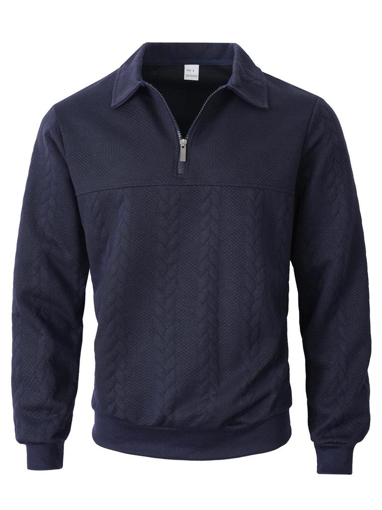 Half-Zip Stand Collar Cable Knit Men's Pullover Hoodie