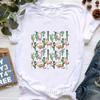 Kawaii Alpaca With Flowers And Coffee Print T Shirt Girls Summer Short Sleeve Tshirt Femme Fashion Tops Tee Shirt Female