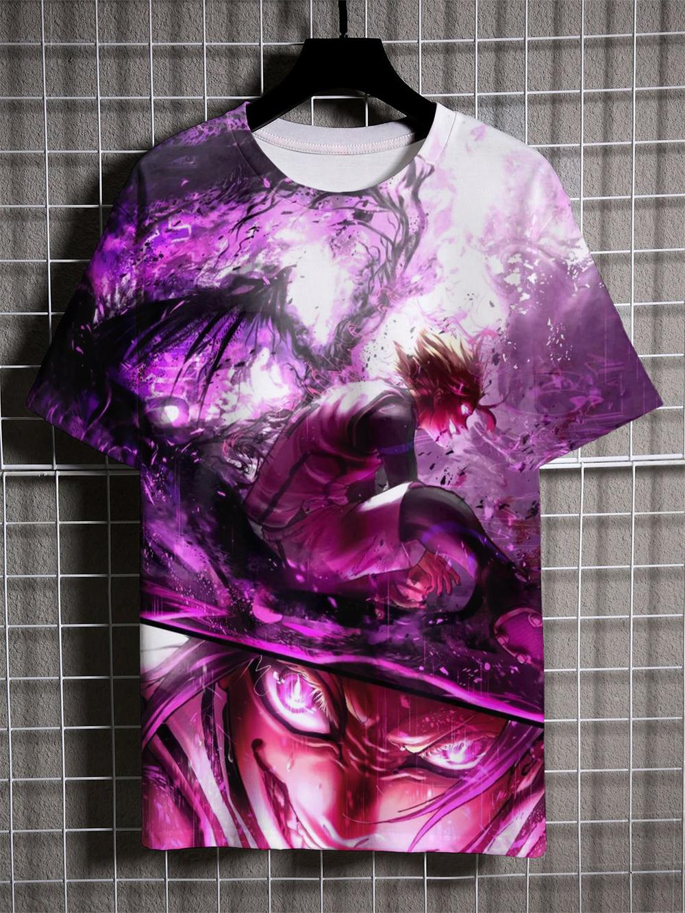 

Аниме мужская футболка с синим замком и 3D-принтом, короткий рукав, уличная модная футболка, свободная повседневная спортивная футболка S