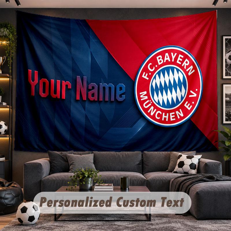 Wall Hanging Tapestry Custom NameBayern Munich Pattern Personalized Printed Fabric Wall Decor