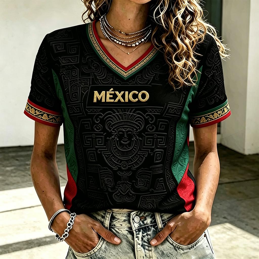Women's Fashion Casual V-Neck Soccer Top for Everyday Wear