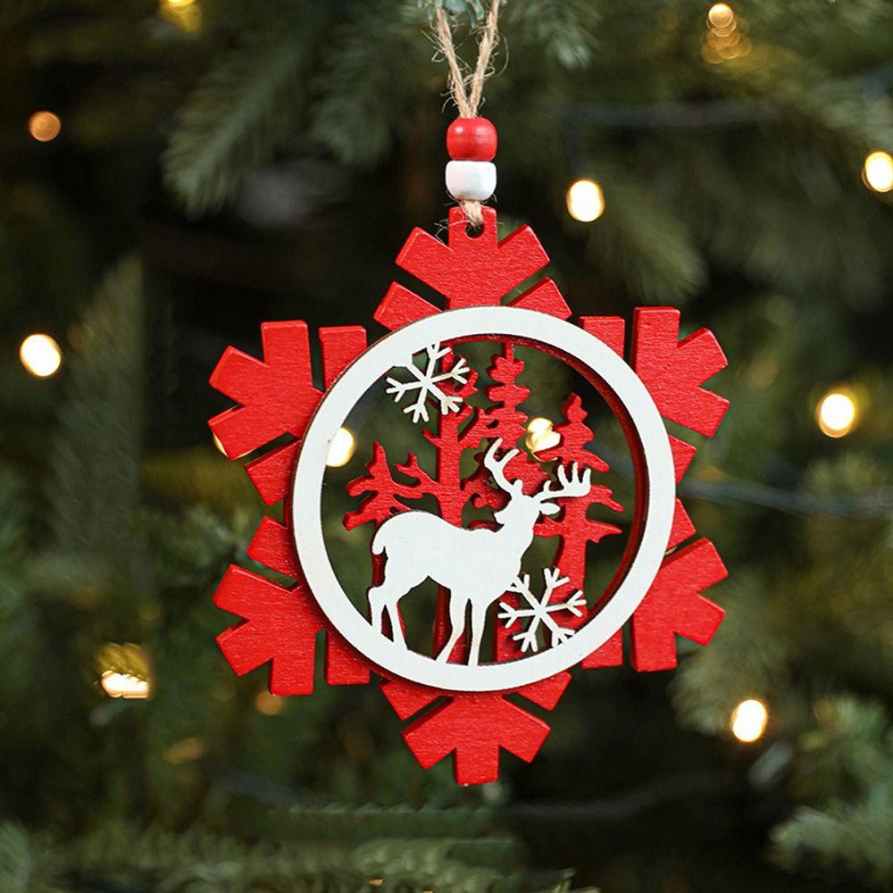 

2pcs Handmade Elk House Hanging Decorations Red White Christmas Tree Ornaments New Year Gifts