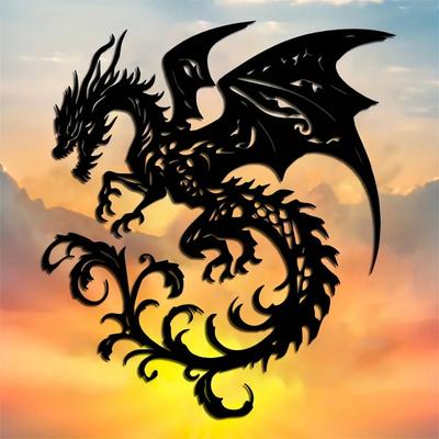 Handmade Metal Dragon Wall Art, 15.7x14in Black Iron Sculpture for Home Yard Balcony Decor, Unique Housewarming Gift