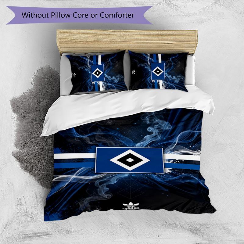 Set Lenzuola Stampato Calcio Hamburger SV 3 Pezzi, Comodo Set Copripiumino per Camera da Letto Amico della Pelle