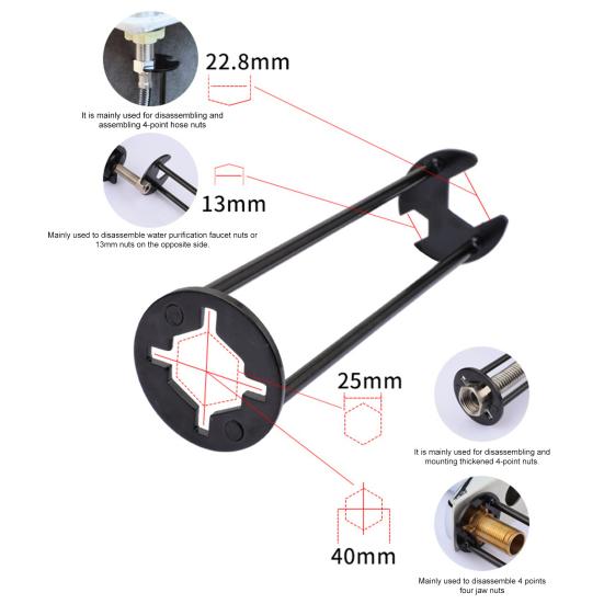 Çok İşlevli Lavabo Anahtarı Ağır Hizmet Karbon Çelik 360 Derece Dönebilen Musluk Aleti Esnek Sıhhi Tesisat Anahtarı