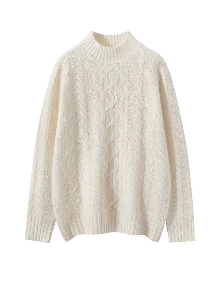 High Neck Cashmere Knit Women's Slimming Sweater - Autumn & Winter Fashion
