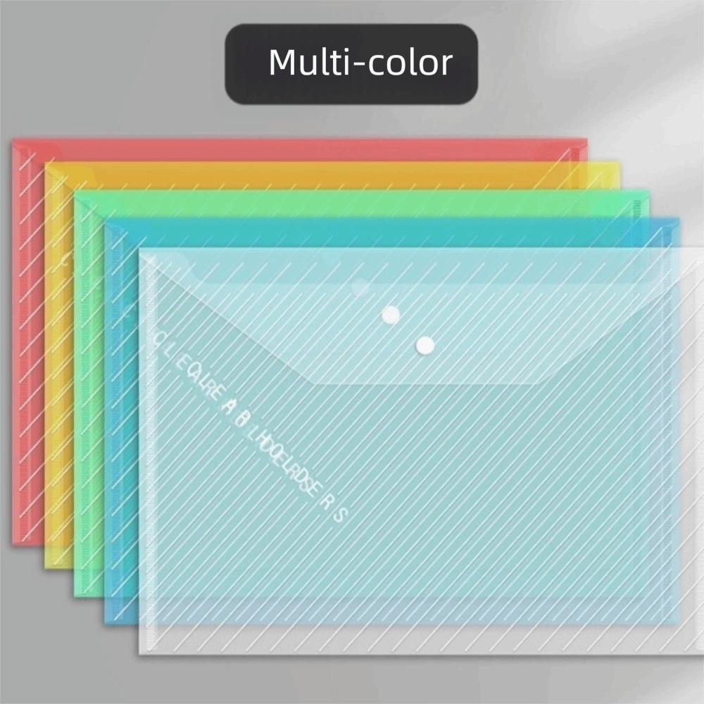 20 pcs Clear Plastic A4 File Folders Multi Color Exam Paper Storage Bag School Supplies