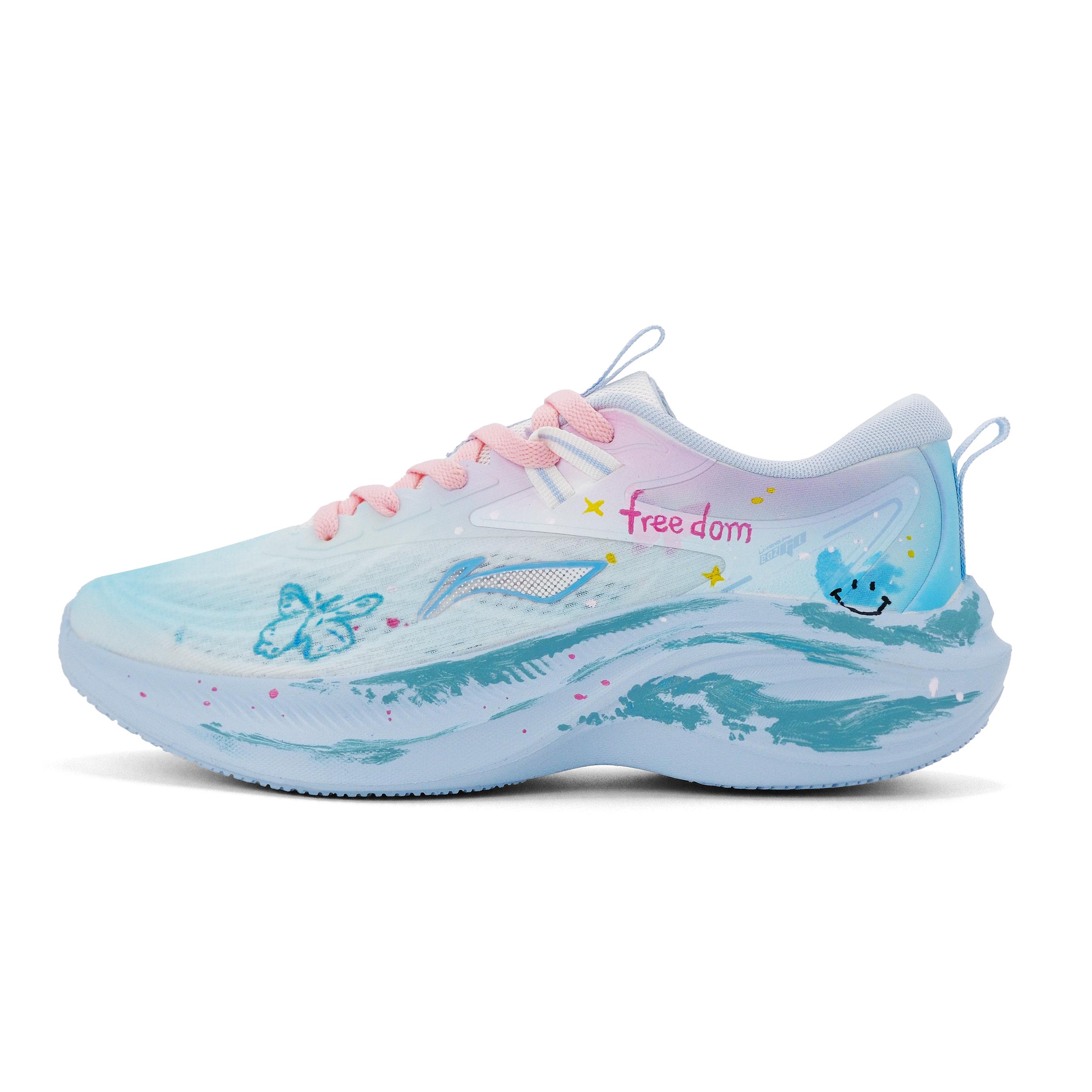 Li Ning Ride Waves Cushioning Breathable Support Low top Casual Running Shoes Women s Pink Blue Green ARSV018-1(Team1293-) 37