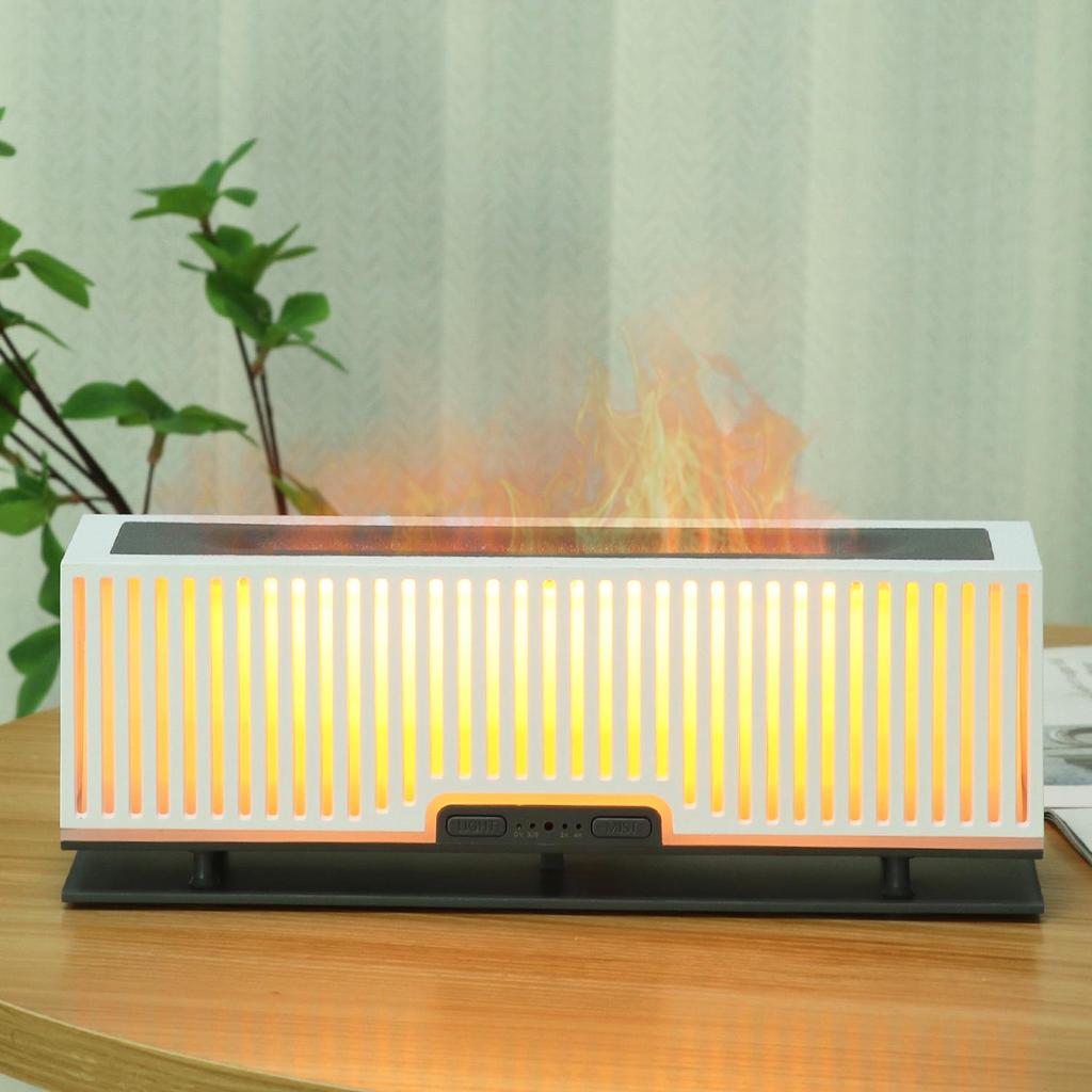 Striped 3D Flame Aroma Diffuser & Humidifier with Light - Ideal for Bedroom & Air-Conditioned Rooms