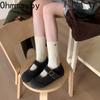 Autumn Winter Vintage Women Fur Lining Mary Jane Shoes Concise Soft Sole Flats Shoes Ladies Comfort Warm Short Plush Snow Shoes