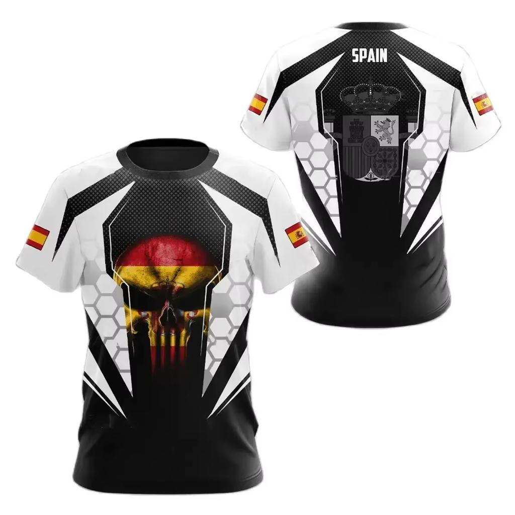 2025 Summer Spanish Emblem 3D Printed Men's T-shirt Round Neck Short Sleeve Fashion Cool Clothing Loose Men's Shirt