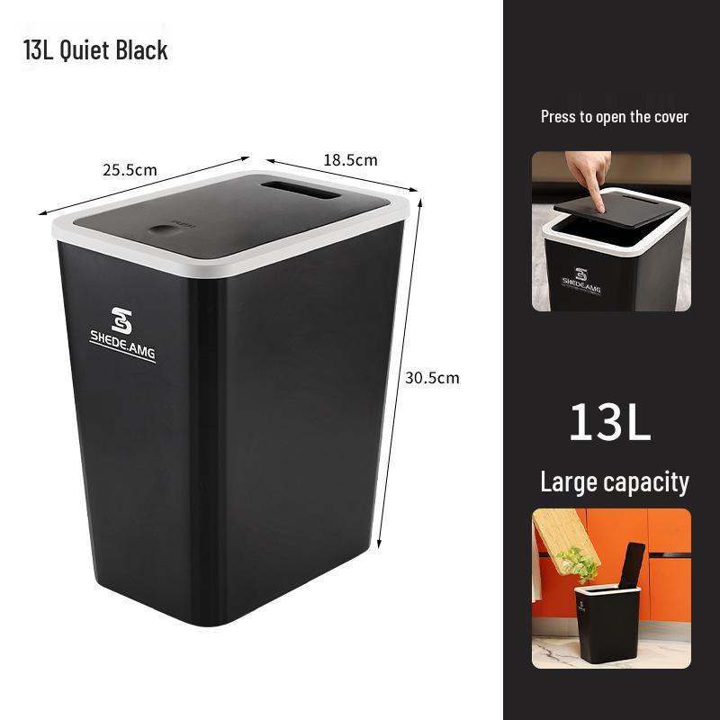 

Мусорное ведро с откидной крышкой для кухни и офиса: Большая квадратная корзина для мусора для дома и туалета