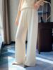 Damen Dicke Wollstrick High-Waist Weitbein Bodenlang Hose für Herbst/Winter