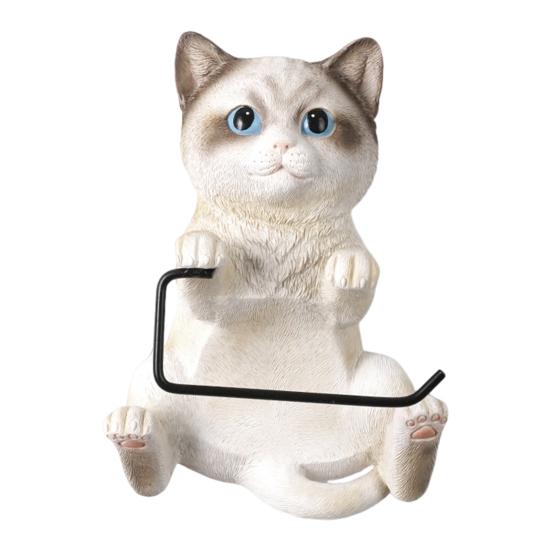 Wall-Mounted Toilet Paper Holder Tissue Roll Dispenser Realistic 3D Cat Shape Bathroom Kitchen Tissue Dispenser Rack