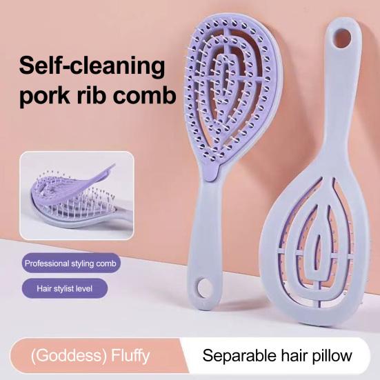 Self Cleaning Vented Hair Brush for Women, Scalp Massage Paddle Brush for Wet Dry Hair, Blow Drying Hair Detangler Brush