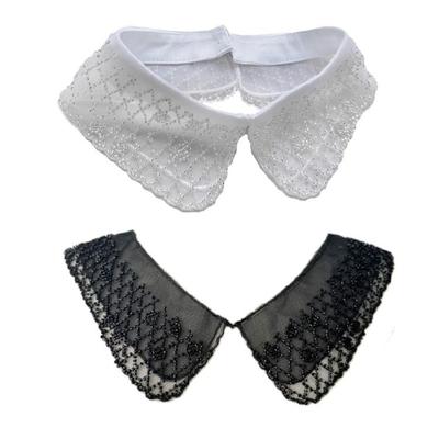 Fashionable Organza Embroidered Beaded False Collar Detachable Blouse Faux Half Shirt Collar Decorative Necklace Choker