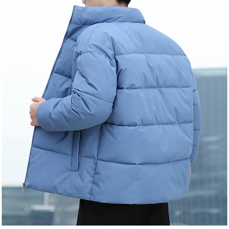 Mens Thickened Stand Collar Warm Casual Loose Winter Cotton Padded Jacket