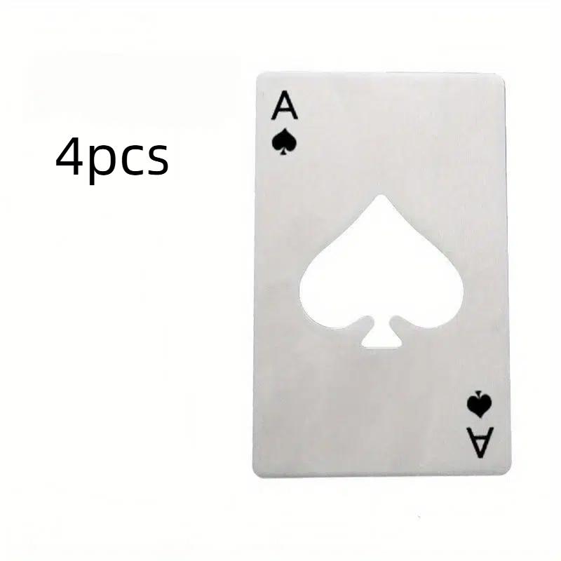 Kreativt Rostfritt Stål Flasköppnarset i Pokerkortform, 4 Delar Kreditkortdesign Ölöppnare, Verktygssats för Hemanvändning