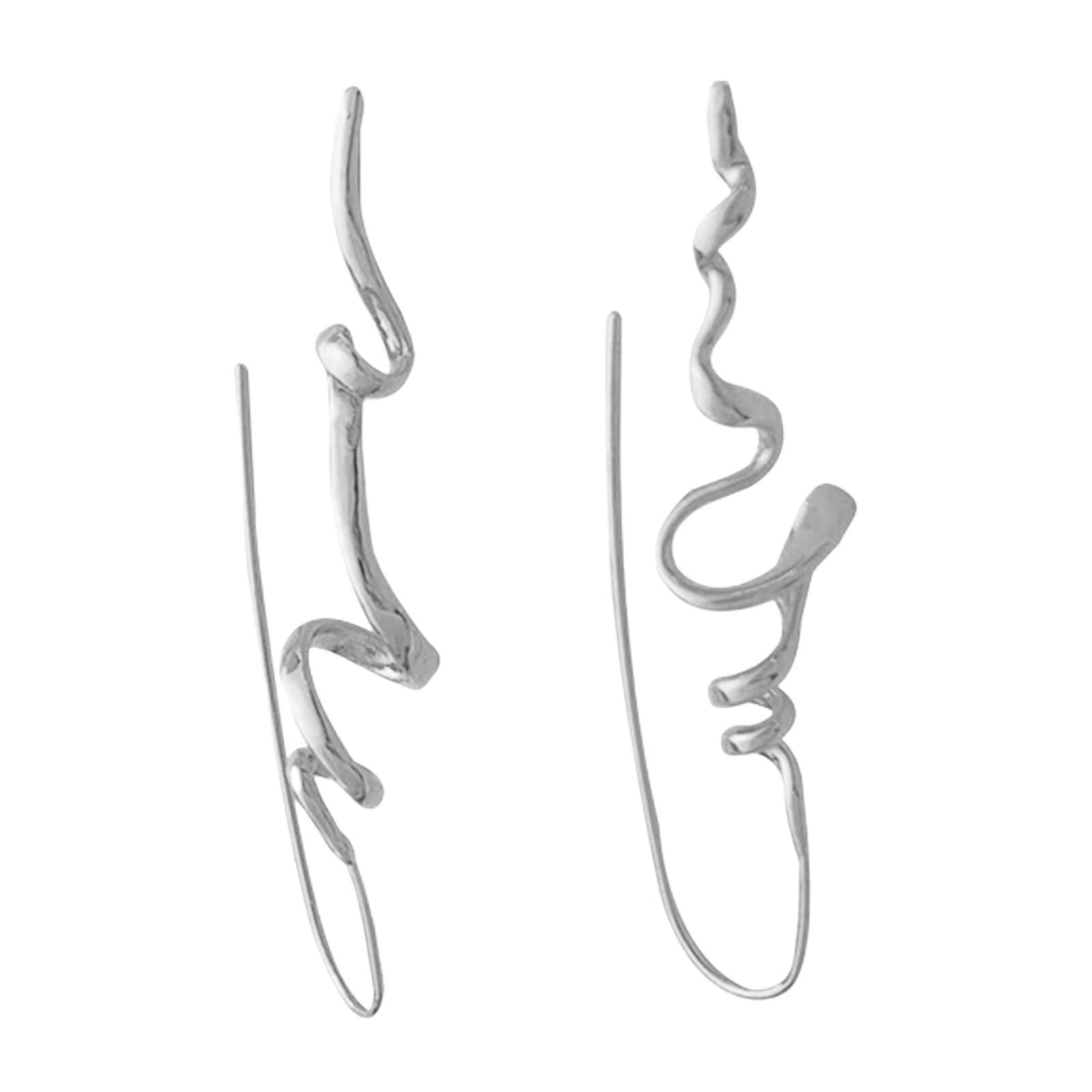 

Abstract Earrings Sturdy Brass Earrings Three Dimensional Designs Comfortable for Fashionable Women Ladies Casual Wear серебряный