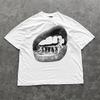 T-shirt Bocca Labbra Grandi Y2k - T-shirt Bianca con Grillz - Maglietta Y2k Unisex - T-shirt Streetwear