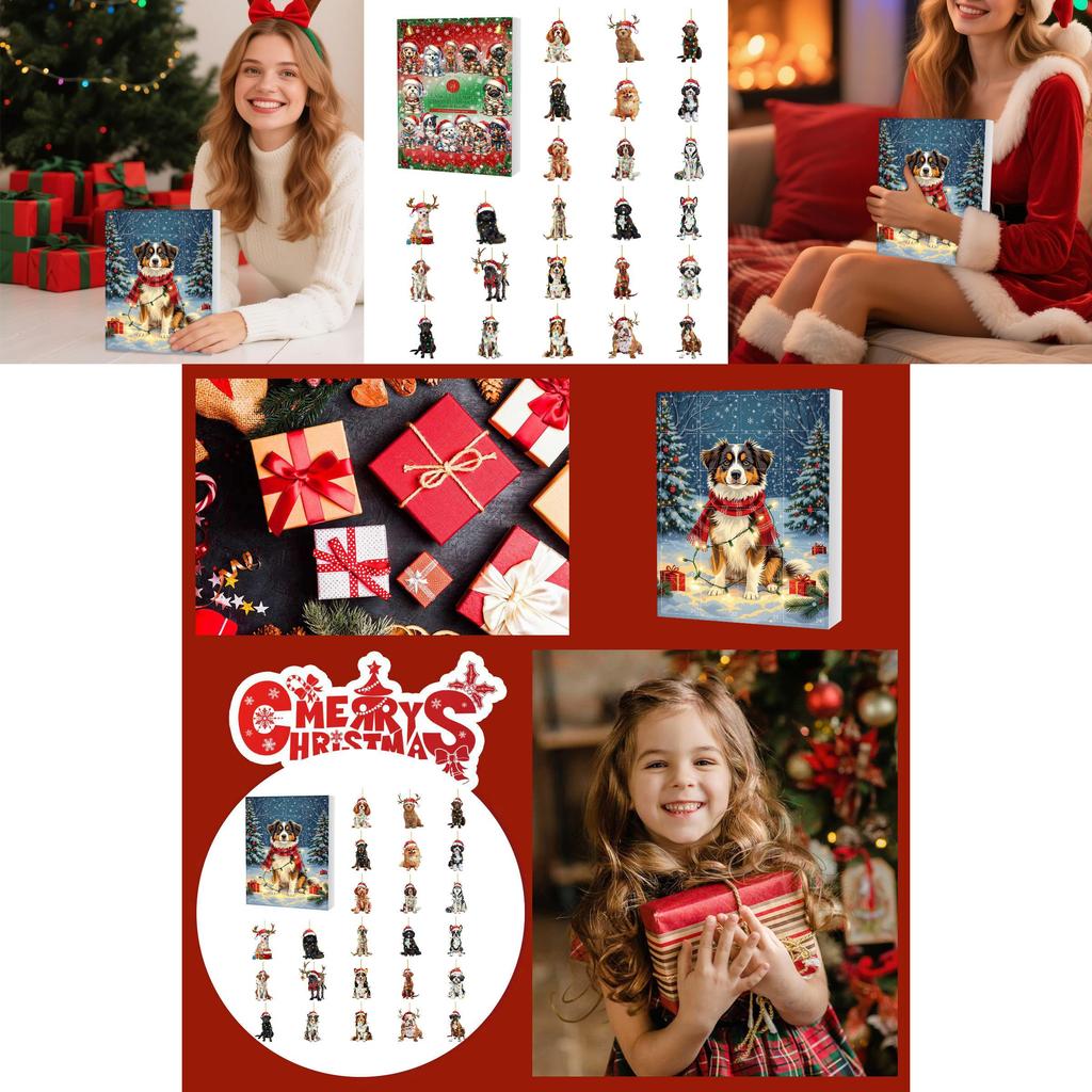 Christmas Pet Dog Advent Calendar Blind Box With Acrylic Decorations For Holiday Gift Giving