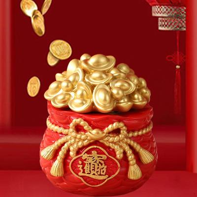 Chinese Year Blessing Bag Decor Feng Shui Collectible Resin Statue Table Decoration for