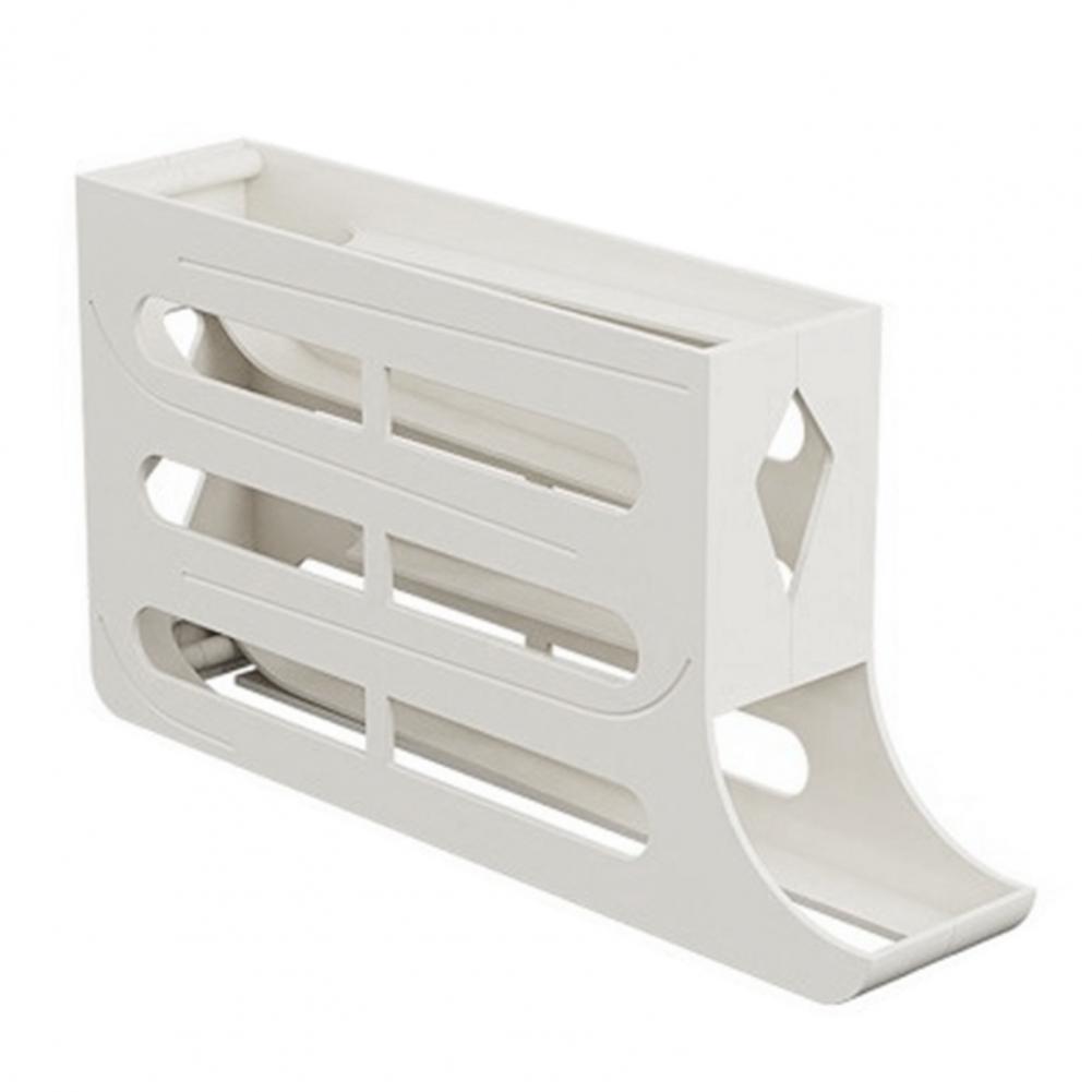 

Ящик для хранения яиц Большая вместимость Экономия места Четырехъярусный автоматический роликовый лоток 30 яиц Органайзер для яиц сбоку холодильника