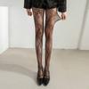 Women Sexy Brown Hollow Out Mesh Thigh High Socks Lolita Long Socks New Floral Pattern Coffee Fishnet Stockings with Suspender