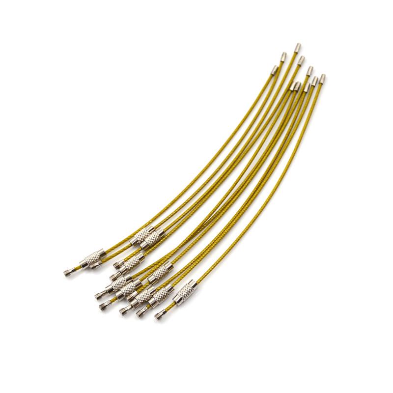 

10шт з нержавіючої сталі кабельний дріт для ключів, кільце, що закручується гвинтом жовтий