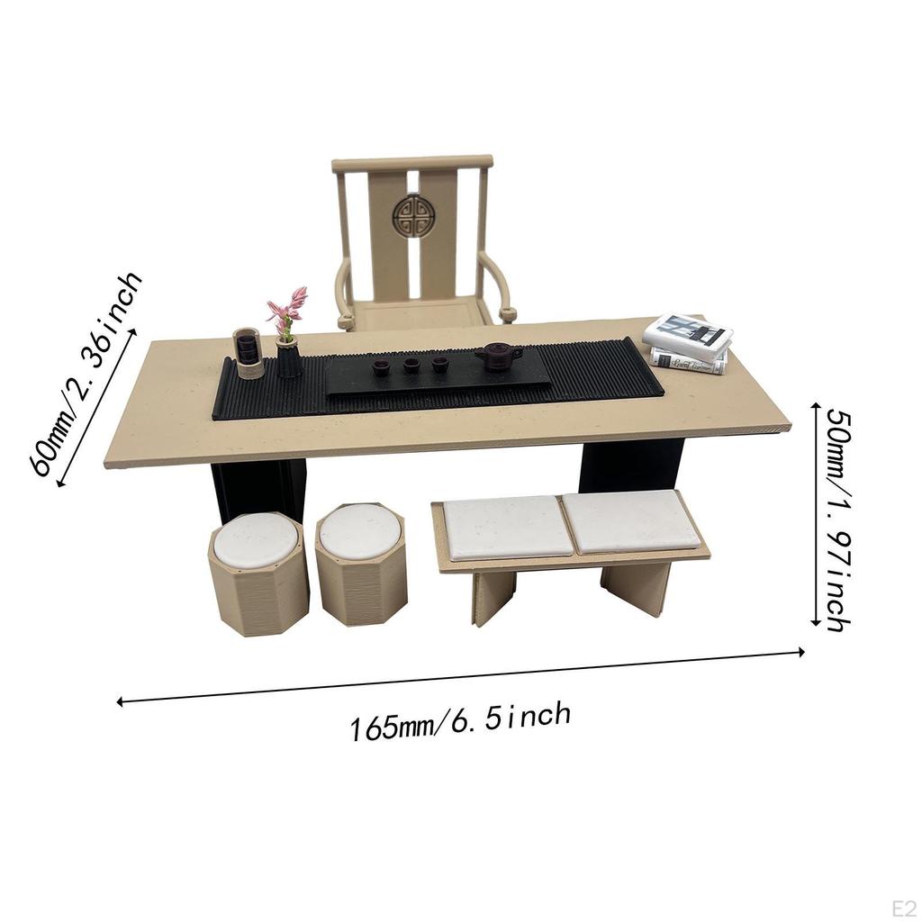 Dollhouse Miniature Tea Table Model 1/12 Scale Tiny Ornament Kids Pretend Play Toy Collectibles