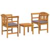 Garden Rose Lounge Set with Cushions 3 Pcs Solid Acacia Wood