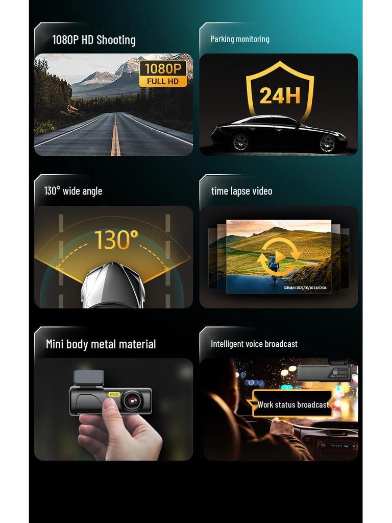New HD WiFi Dash Cam with Mobile Phone Connectivity, USB-Free Installation, One-Piece Design
