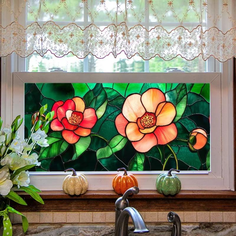 PVC Privacy Window Film Electrostatic Glass Stickers Geometric Abstract Mosaic Pattern Window Sticker Room Bathroom Home Decor