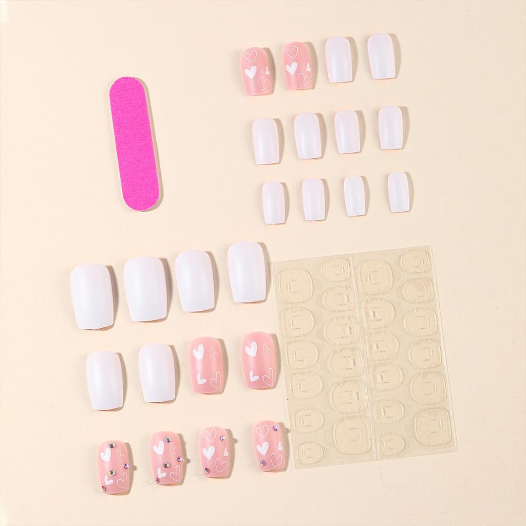 Valentine's Matte Square Press on Nails Natural Unbreakable Nail Simple Wear for Shopping Traveling Dating